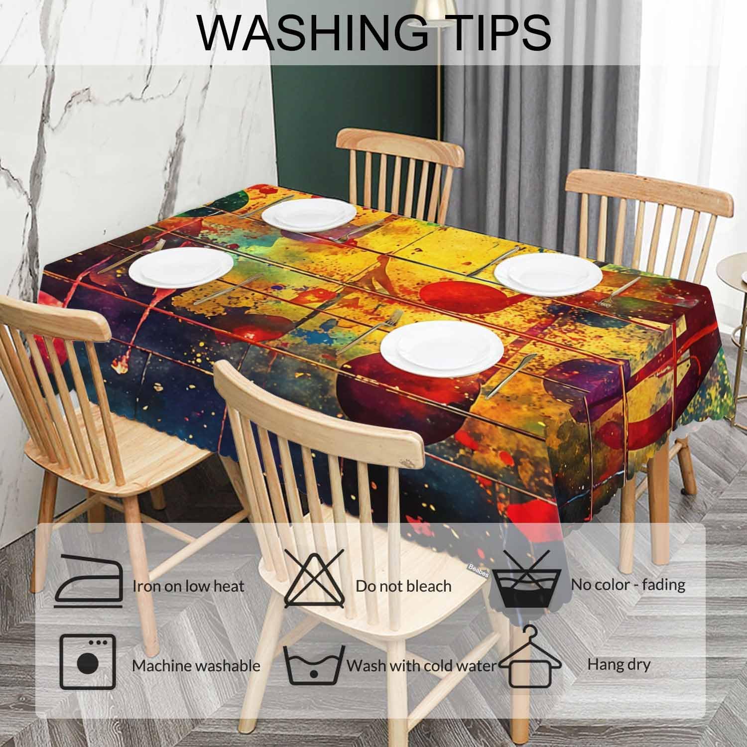 Music Notes Tablecloth for Rectangle Tables Colorful Music Clef Wood Picnic Table Cover Indoor and Outdoor Table Cloth Camping Tablecloths for Dinner Kitchen 52"X70" Tablecloth image 5