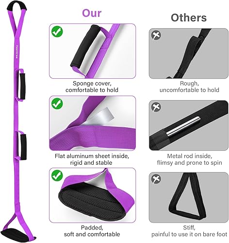 Miniatura 4 de Correa de levantamiento de piernas de 43 pulgadas de largo con asas acolchadas y bucle para el pie, levantador rígido de piernas para recuperación