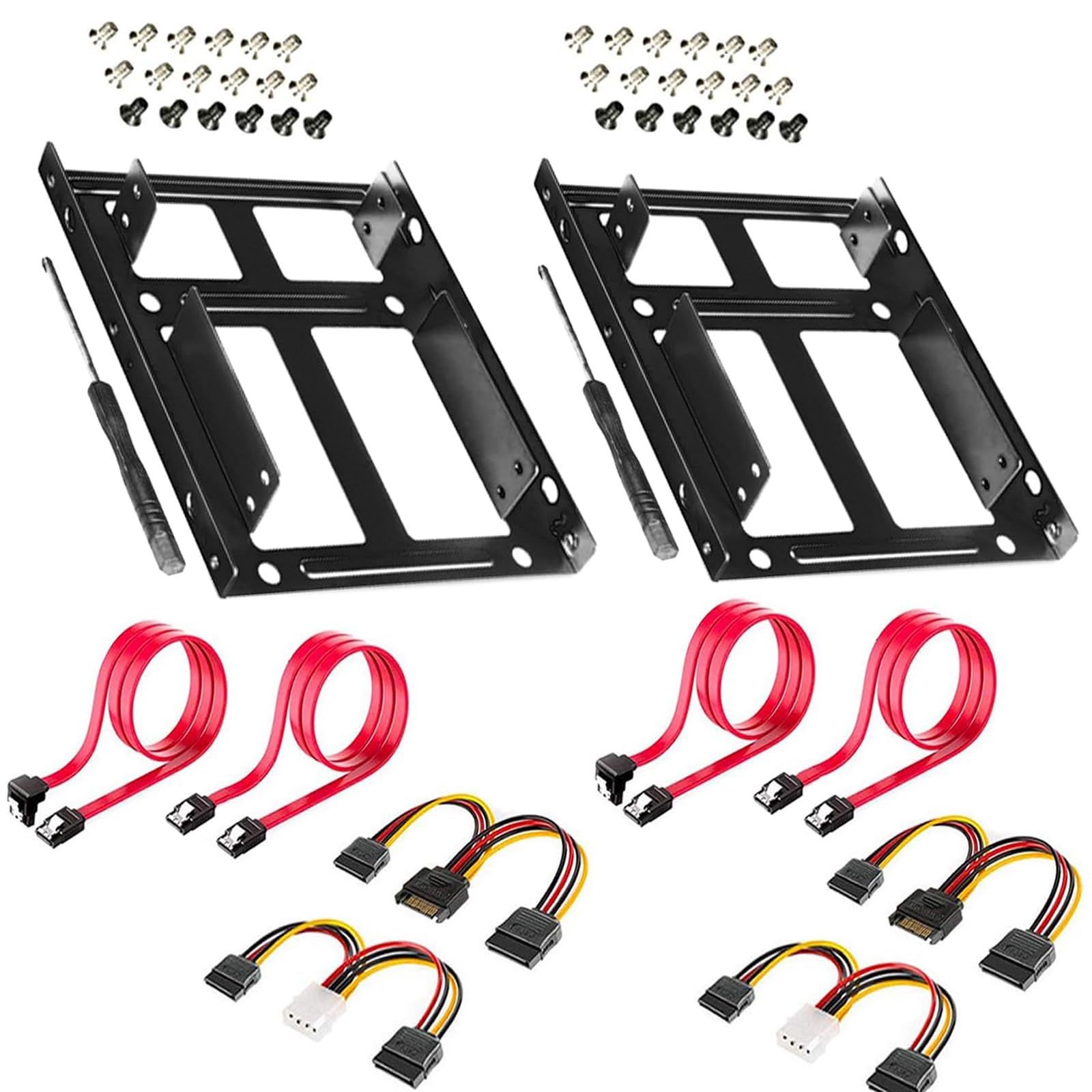 2 Pack SSD/HDD Metal Mounting Bracket kit 2.5 to 3.5, Convert Any 2.5 inch Solid State Drive/HDD Into One 3.5 inch Drive Bay