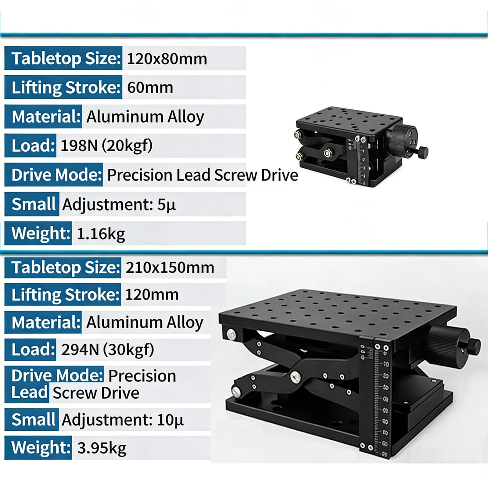 Plataforma de elevación manual de gato de laboratorio, mesa deslizante de posicionamiento de rotación, elevador de etapa lineal de aleación de aluminio, carrera de 60 mm con regla de escala para