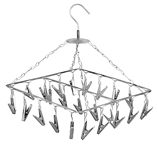 Konquer TimeS 25 Clips Stainless Steel Square Cloth Dryer/Clothes Drying Stand/Hanger with Clips | Baby Cloth Hanger