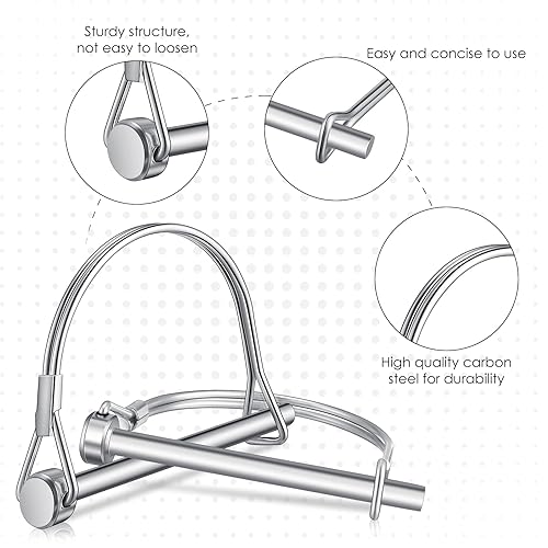 Miniatura 3 de Pelopy 60 pasadores de acoplador de remolque de arco de 1/4 pulgadas x 2-3/4 pulgadas, pasadores de bloqueo de eje de seguridad, pasadores de