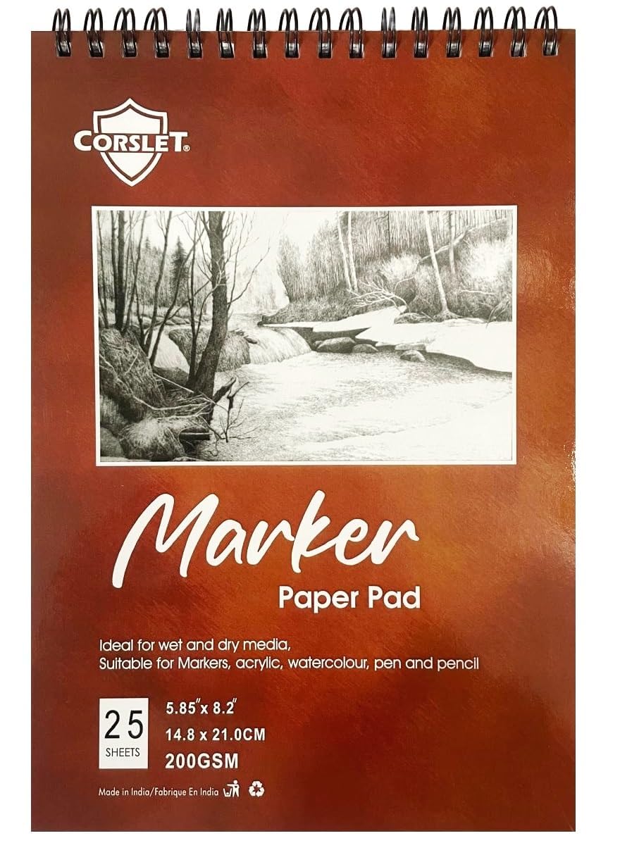 Corslet Marker Paper Pad Sketchbook Bleedproof for Alcohol Markers 200gsm Double Sided Thick Art Drawing Papers 50pages (25Sheets) / A5 (5.85"x8.2") Gift for Artists Students Kids-image-31