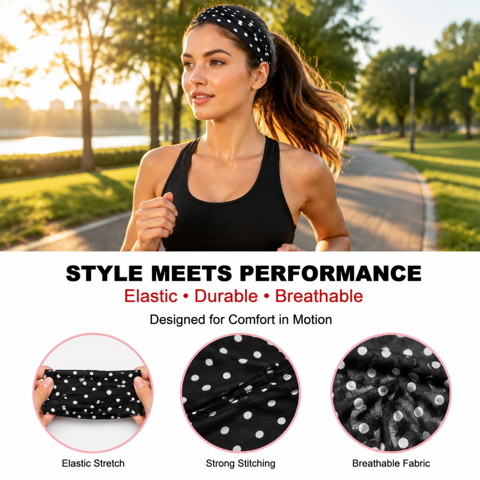 BellaBlend 8 pz fascia per capelli retro con pois per donne e ragazze adolescenti, fasce elastiche realizzate in tessuto morbido – accessori di tendenza per yoga, sport e vita quotidiana BellaBlend 8 pz fascia per capelli retro con pois per donne e ragazze adolescenti, fasce elastiche realizzate in tessuto morbido – accessori di tendenza per yoga, sport e vita quotidiana