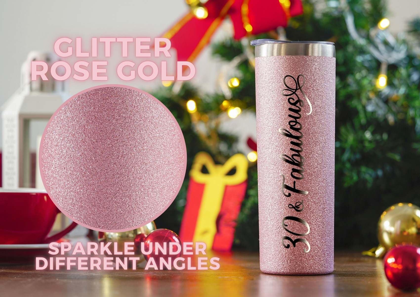 Onebttl Geschenk Zum 40. Geburtstag Für Frauen – 590 Ml Isolierbecher Mit Glitzer, Strohhalm & Karte, In Roségold