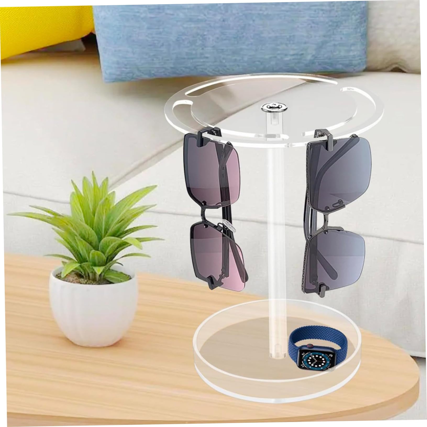 Organizador y Bandeja Acrílico de Gafas de Sol con Diseño Giratorio 360 Grados Soporte y Expositor Elegante para Fiesta Verano para Oficina y Hogar