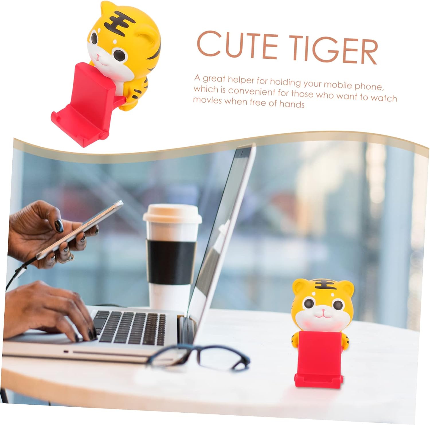 Creative Tiger Design Phone Stand Cute Desktop Ornament Phone Holder Useful Mobile Bracket for Home Office Dormitory and Unique Smartphone Cradle image 2