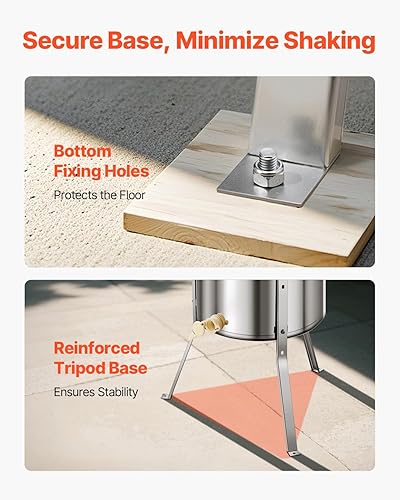 Miniatura 38 de VEVOR Extractor de miel, extracción manual de apicultura de acero inoxidable de 2/4 marcos, tambor giratorio de panal con tapa transparente,