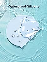 Vista 2 de COPOZZ Gorros de natación para niños, de silicona, impermeable, cómodo, gorro de natación para cabello largo y corto