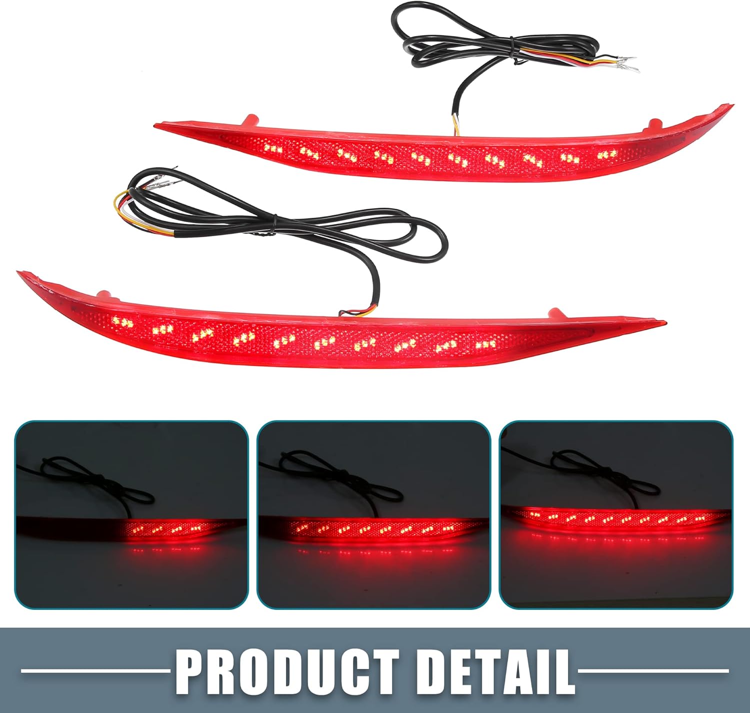 Rear Bumper Reflector LED Fog Brake Tail Turn Signal Light Red for Hyundai Elantra 2021 2022 Plastic Red Lens (Set of 2)