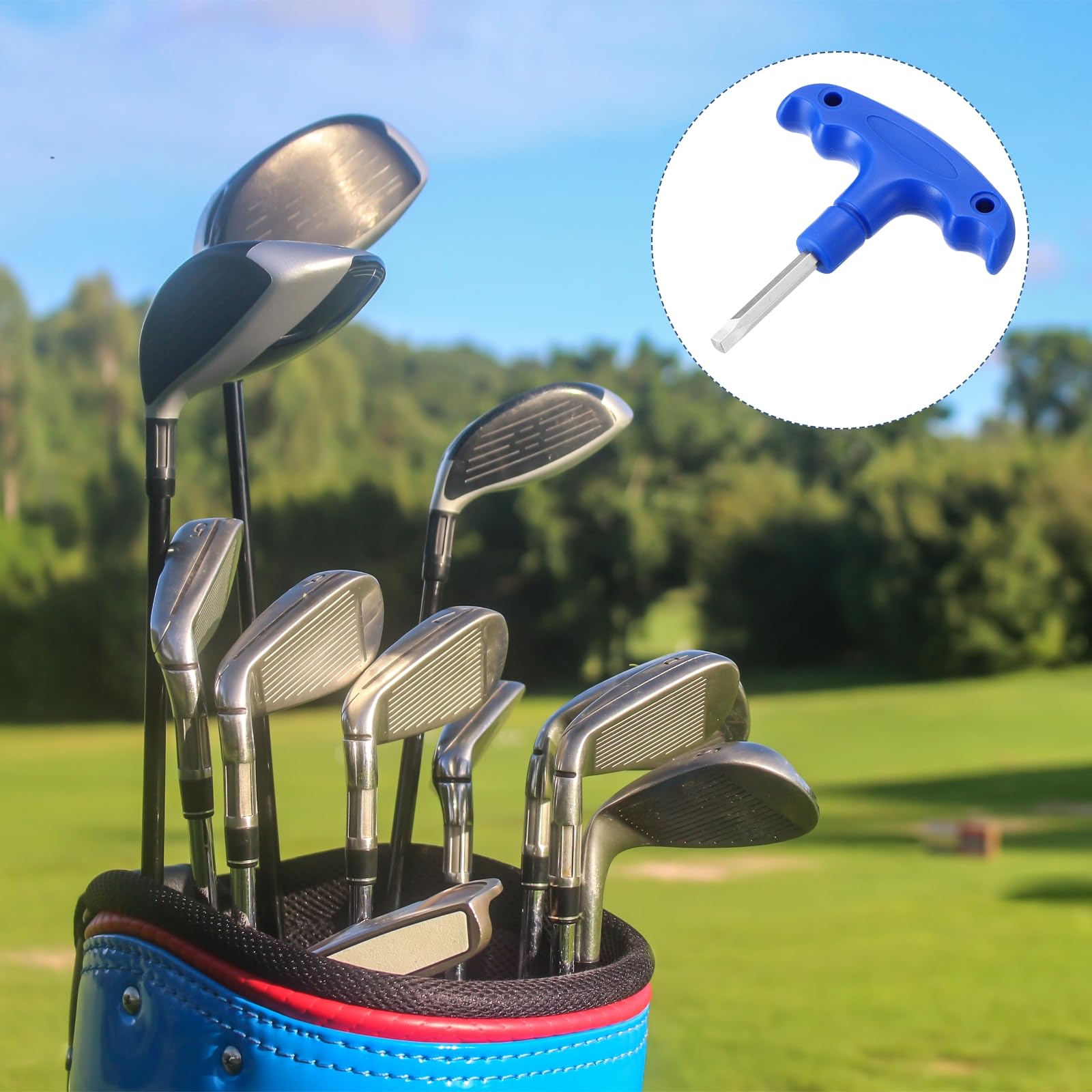 sourcing map Golf Spike Wrench Tool 3.9mm Golf Torque Wrench Stainless Steel Golf Head Adjustment Tool Golf Driver Torque Tool with Square Tip for Golf Driver and Head Weight, Blue