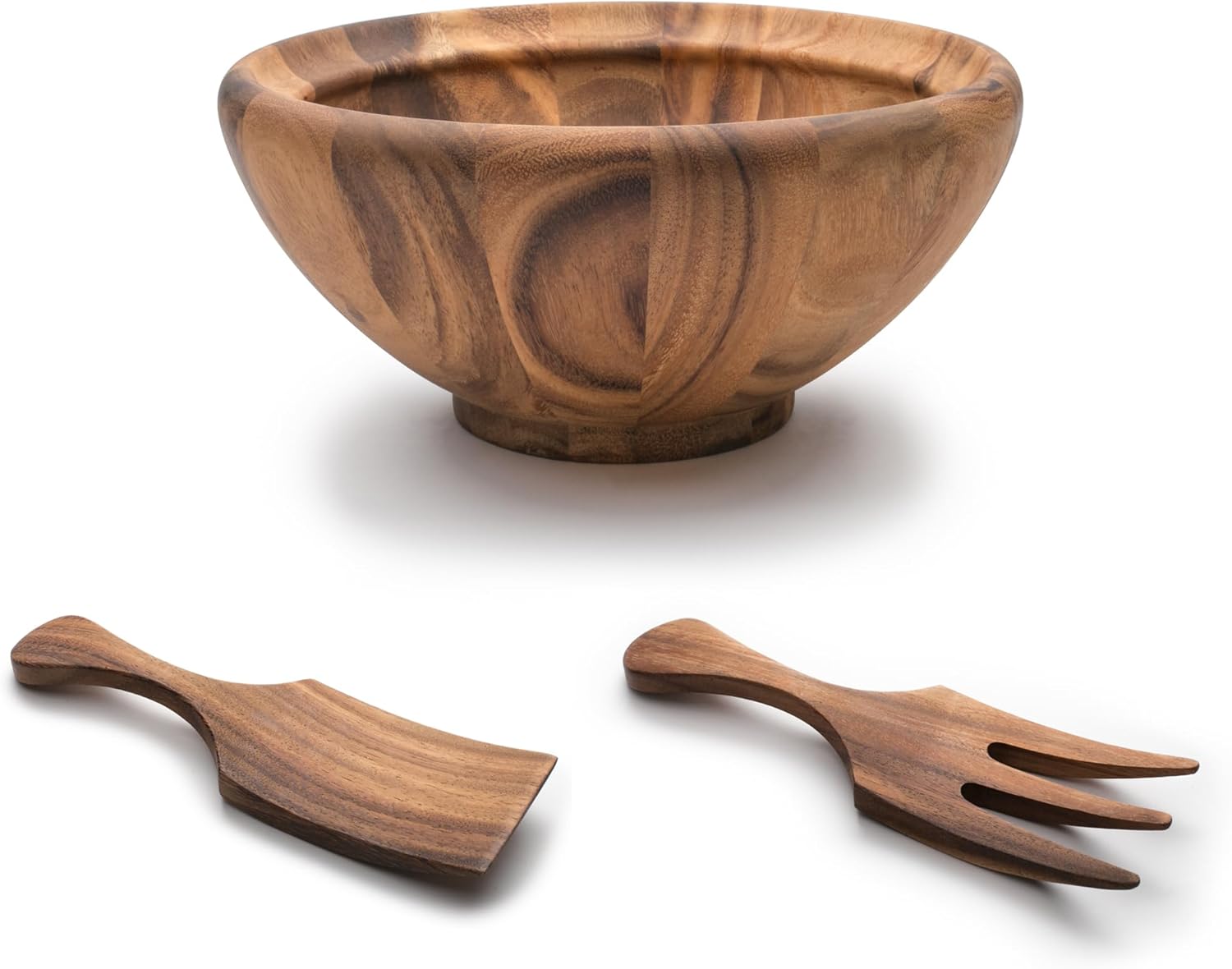 Ironwood Large Salinas Salad Bowl and Farmhouse Salad Utensil Set, Acacia Wood