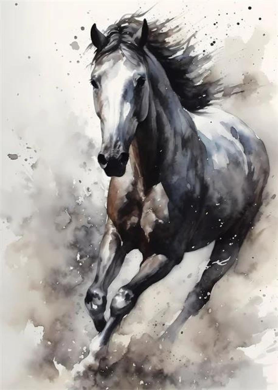 SHINERING Abstract Watercolor Horse Animal Canvas Painting Posters Print Wall Art Picture Living Room Decor A16 21X30Cm Unframed