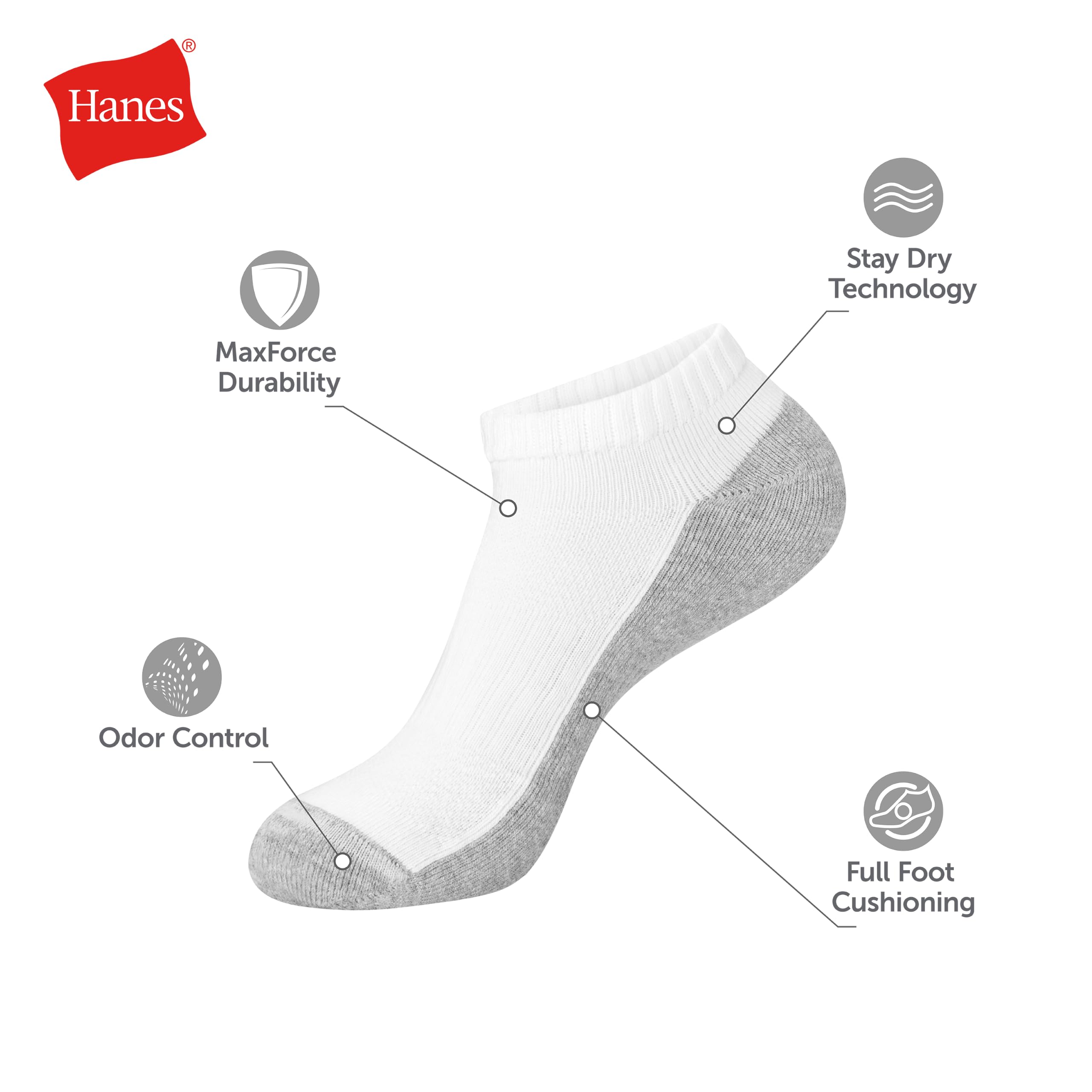 Hanes Max-Calzini Imbottiti da Uomo, Confezione Multipla (Pacco da 12)