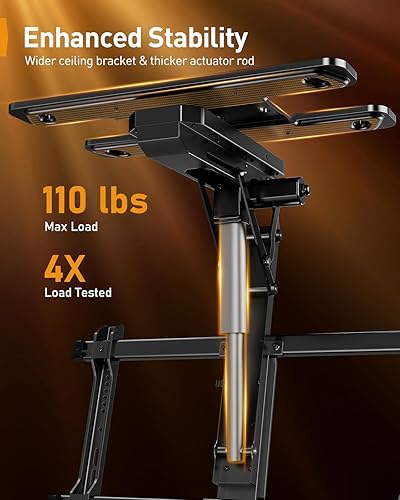 Miniatura 3 de Perlegear Soporte eléctrico para TV de techo con aplicación y control remoto, soporte de techo motorizado de movimiento completo para televisores