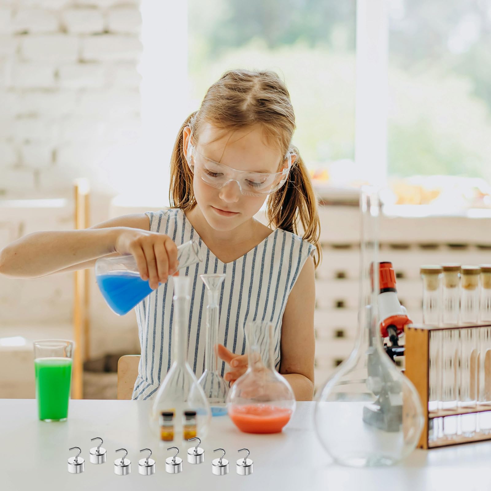 Set di 50 Pesi a Gancio da 5 G in Metallo per Laboratorio di Fisica, Strumenti Scientifici Didattici per Esperimenti di Meccanica, Materiale Resistente e Compatto per Uso