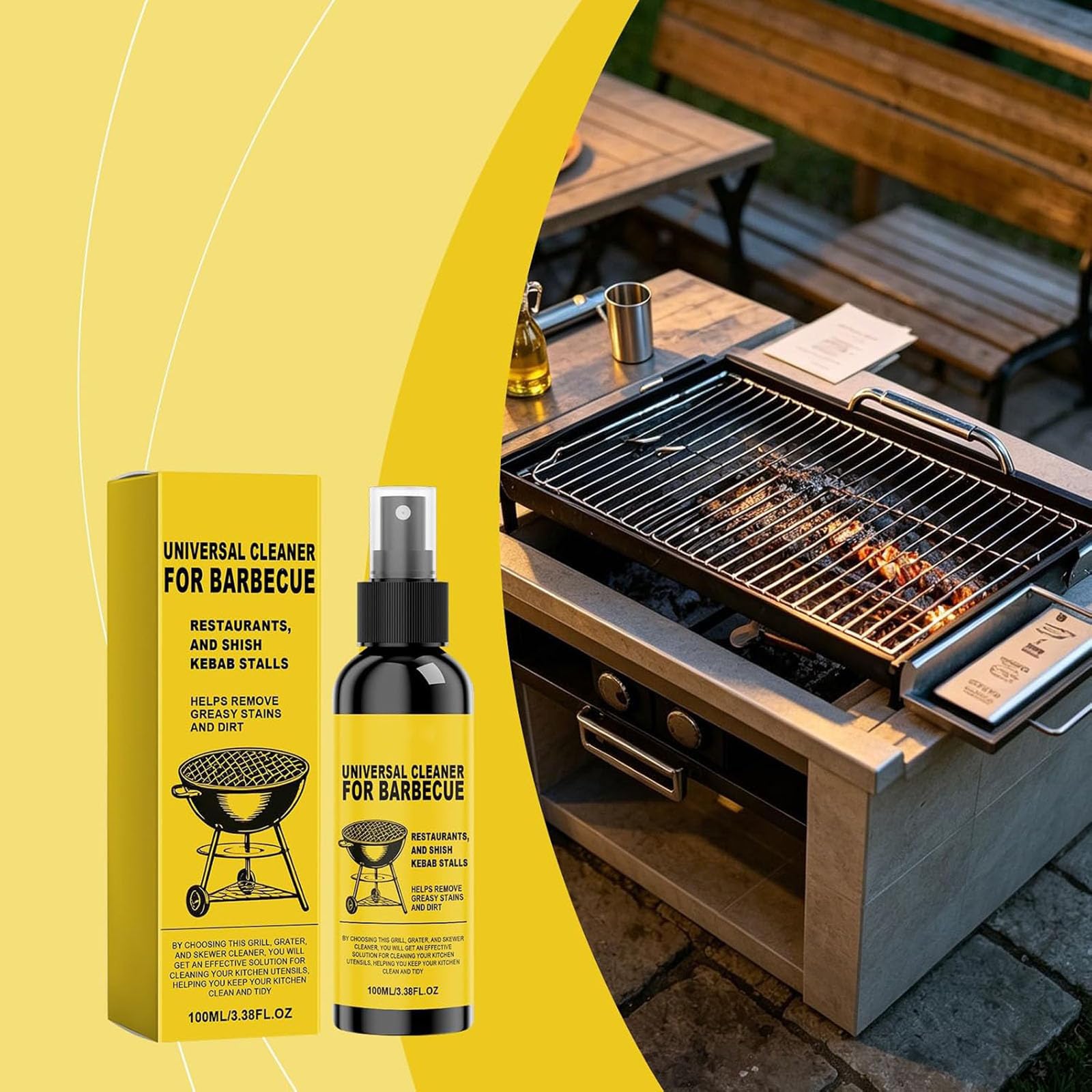 Universal-Grillreiniger für stark verschmutzte Grills – Leistungsstarkes Entfettungsspray – Entfernt effektiv Fett – Geeignet für Außengrills, Backöfen, Mikrowellen und Küchenzubehör (3pcs)