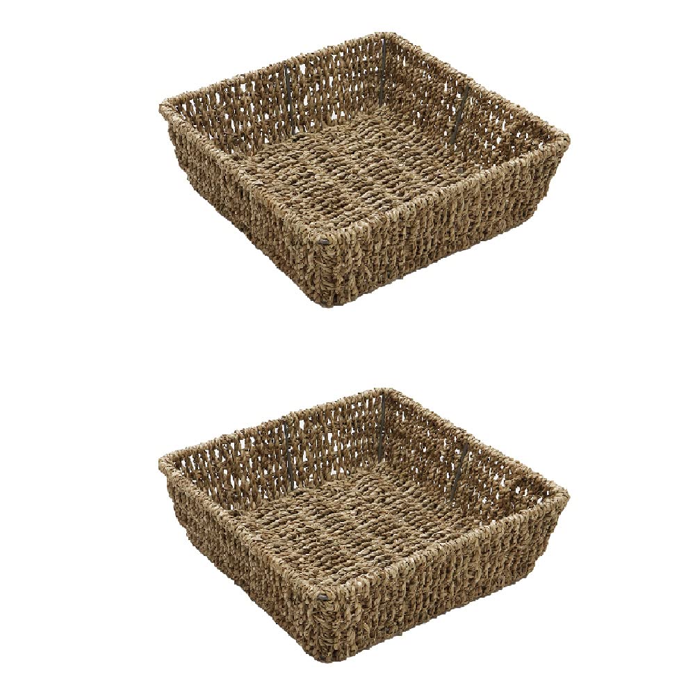 Julian Charles Brown Set Of 2 Seagrass Square Storage Tray - One Size