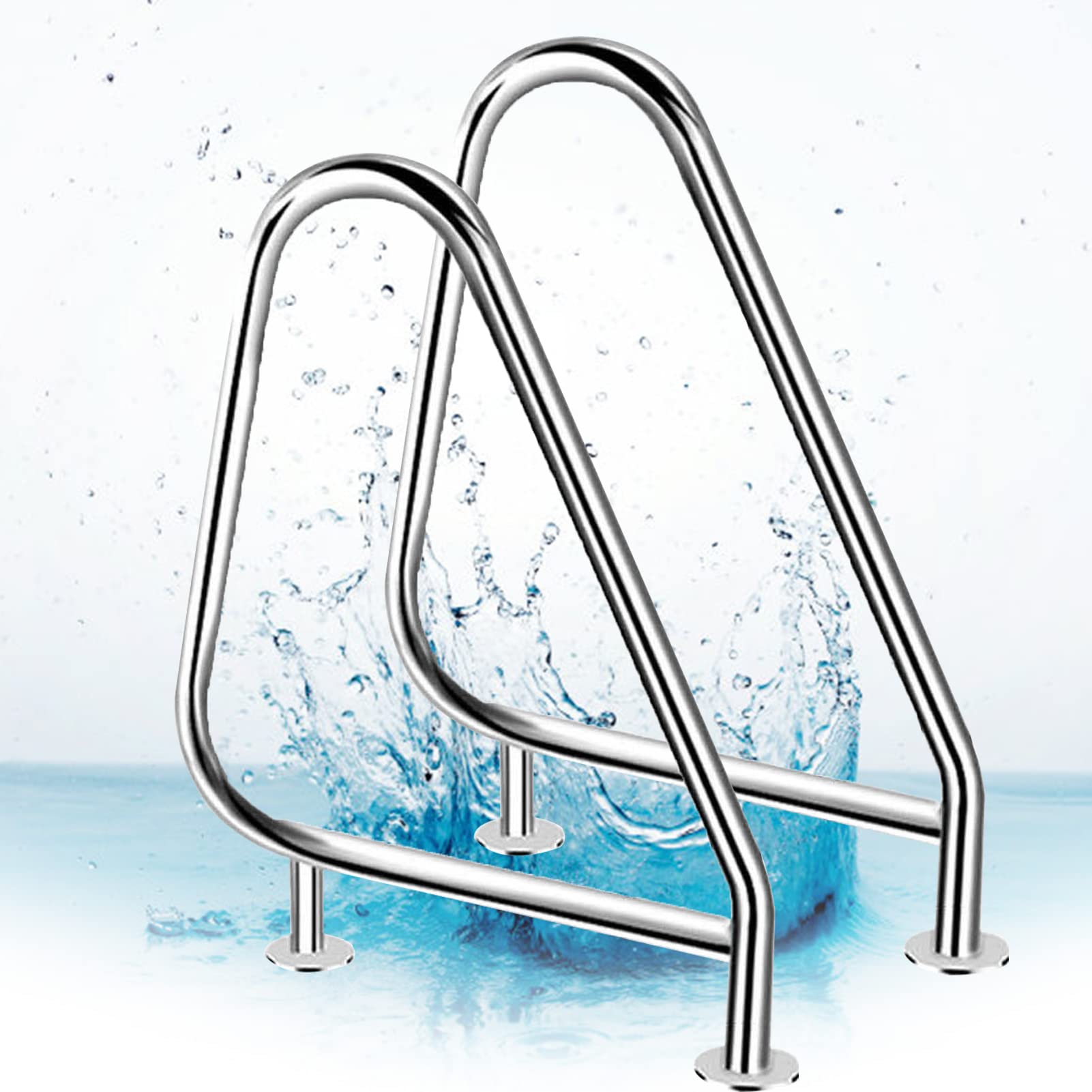 Main courante pour piscine extérieure 3 coudes finition inox