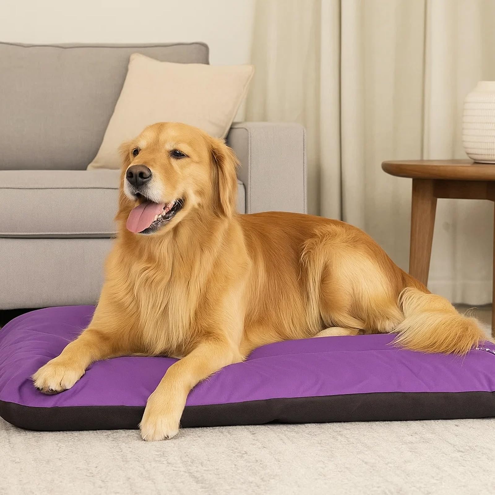 ECO Hundematratze, Hundebett für Kleine, Mittlere, Große Hunde - wetterfestes Hundekissen, kuscheliges Schaum Tierbett, Outdoor & Robustes Hundematte - 115x80x12 cm Lila