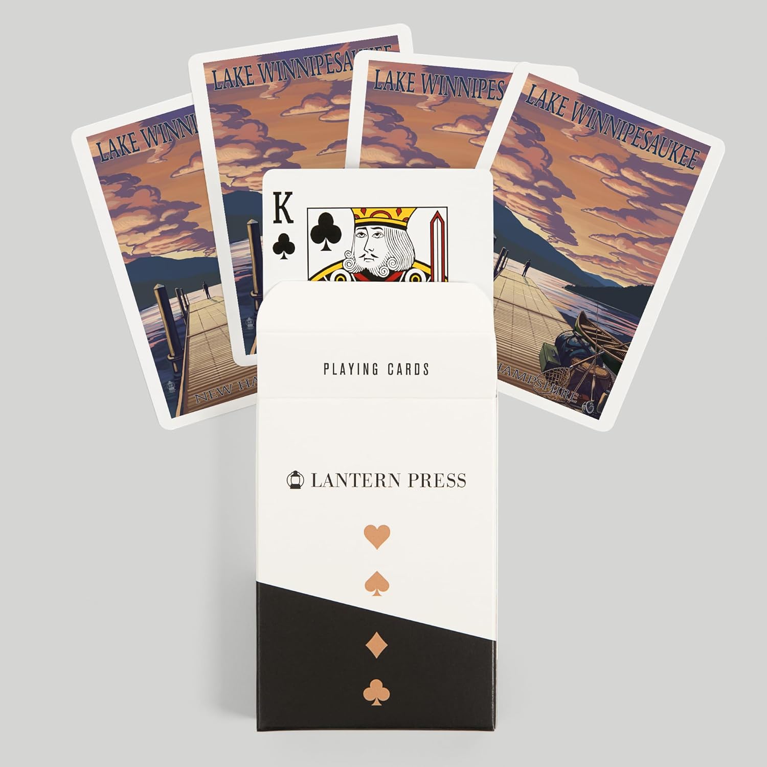 Lantern Press Lake Winnipesaukee, New Hampshire, Dock Scene at Sunset, 52 Playing Cards for Adults, Poker Size Card Deck