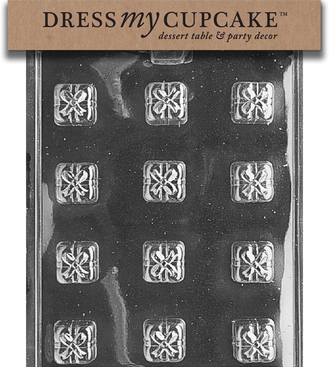 Dress My Cupcake Chocolate Candy Mold, Square s with Bows Presents