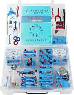 Portable Suitcase Electromagnetic Circuit Starter Kit, Voltmeter | Sliding Rheostat Fruit Brine Battery Hand Crank Generator Physics Lab Equipment