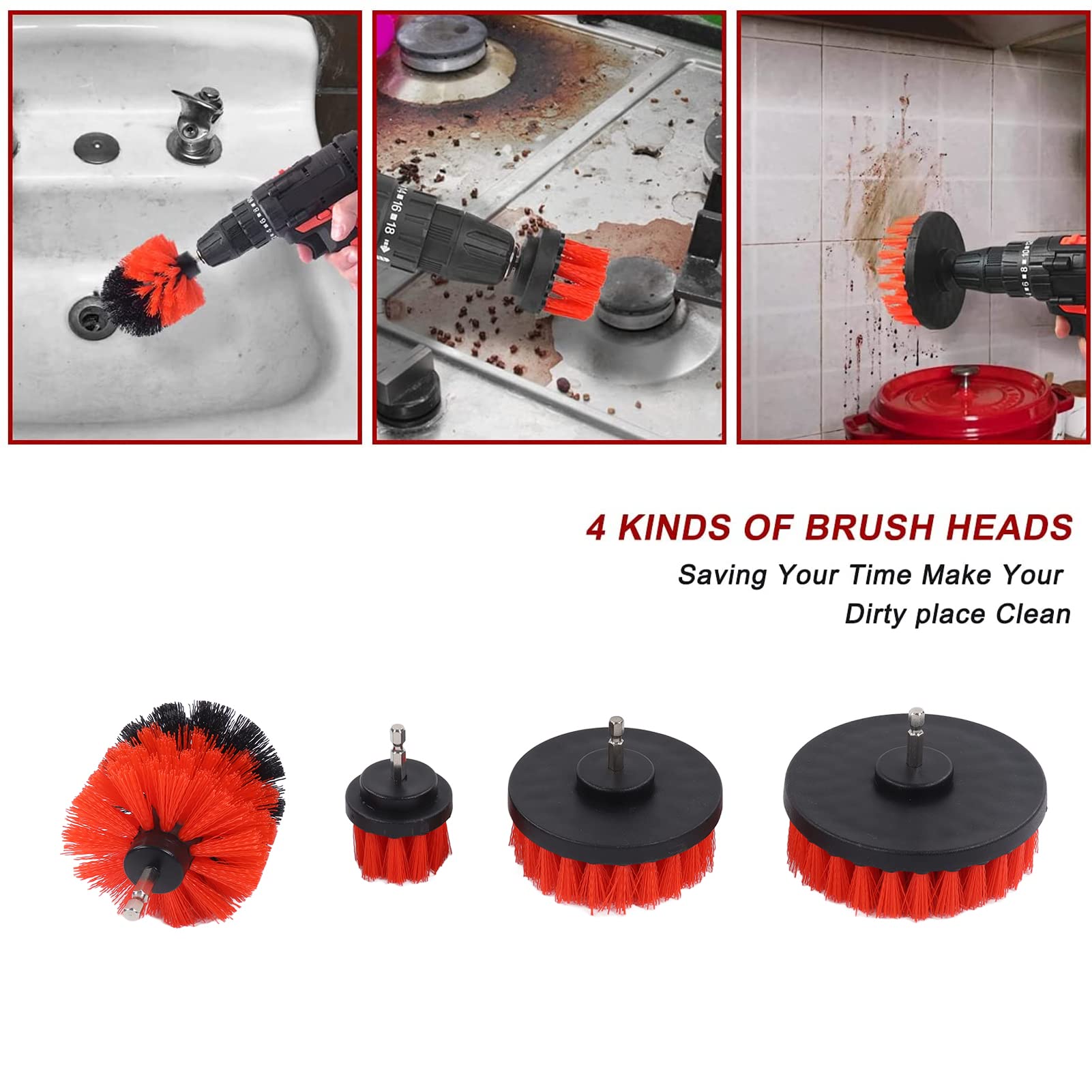 Auto Detailing Bürste, Tragbares Auto Detailing Bohrbürsten Set, Auto Reinigungswerkzeuge mit Detailing Bürste, für Räder, Armaturenbrett, Innen und Außenlüftungsöffnungen