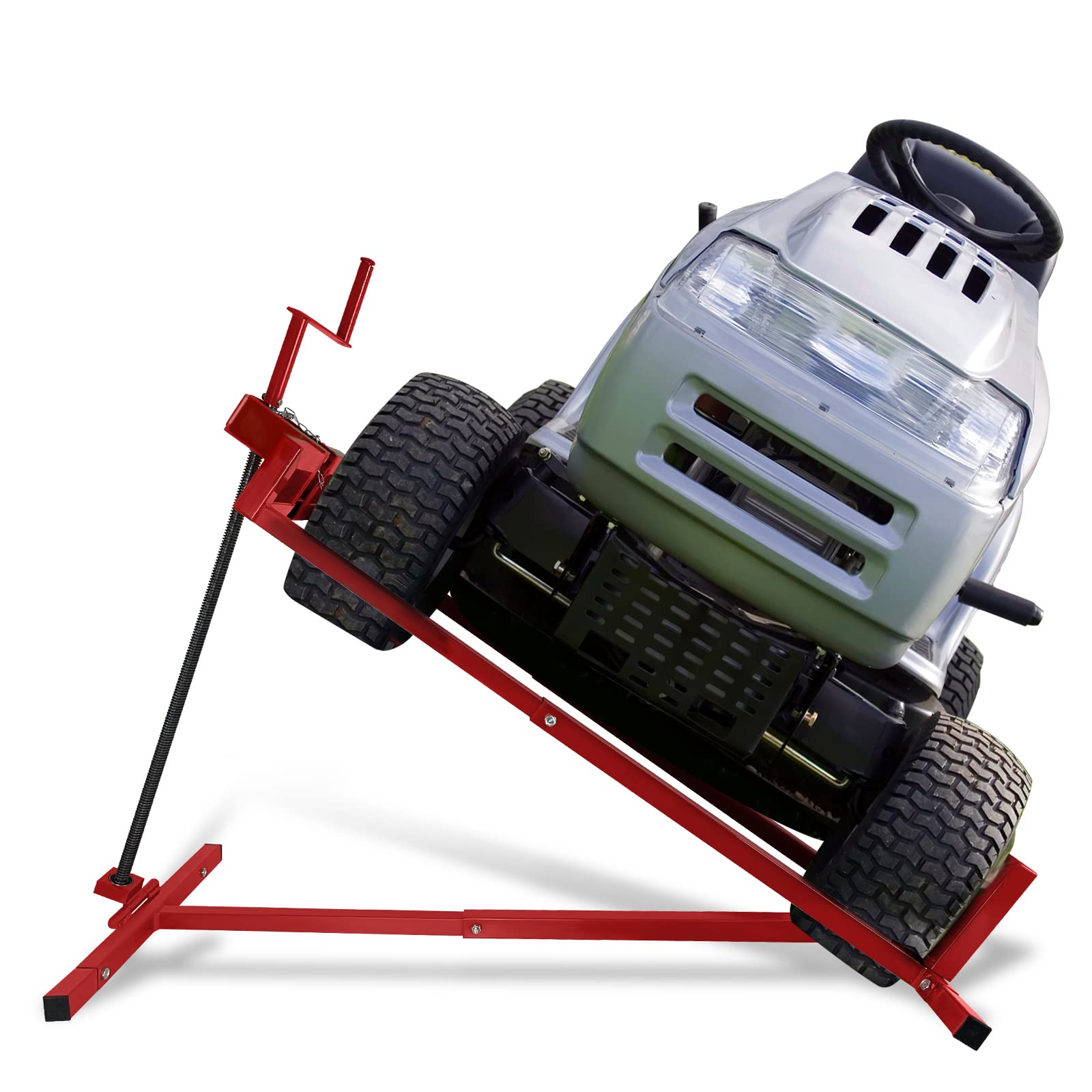 UISEBRT Rasentraktor Hebevorrichtung Rasenmäherheber Hebebühne Reinigungshilfe, Rasenmäher Jack Teleskop Rasentraktorheber Aufsitzmäher, bis max 400 kg, Rot
