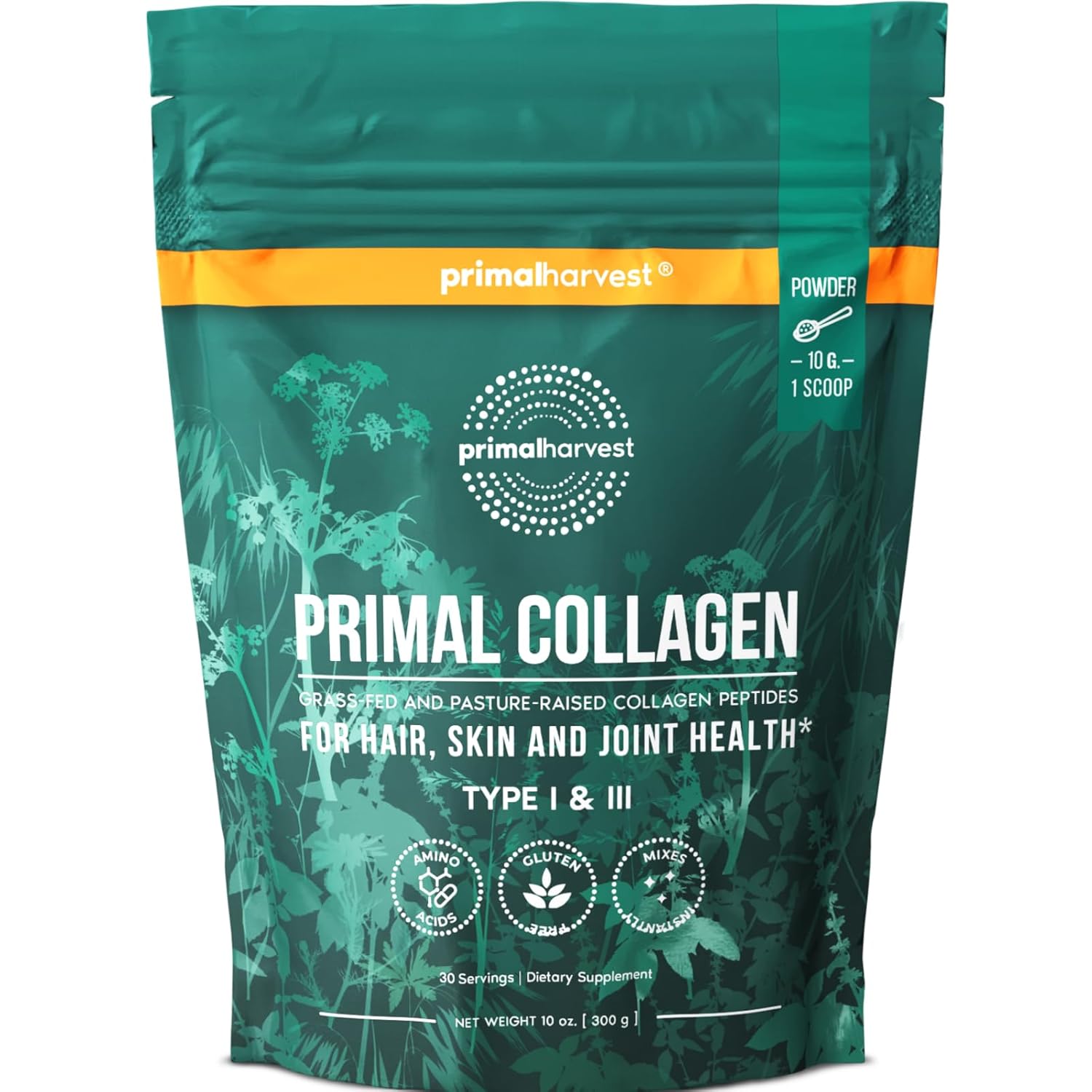 Primal Harvest Collagen Powder for Women or Men Primal Collagen Peptides Powder Type I III 10 Oz Collagen
