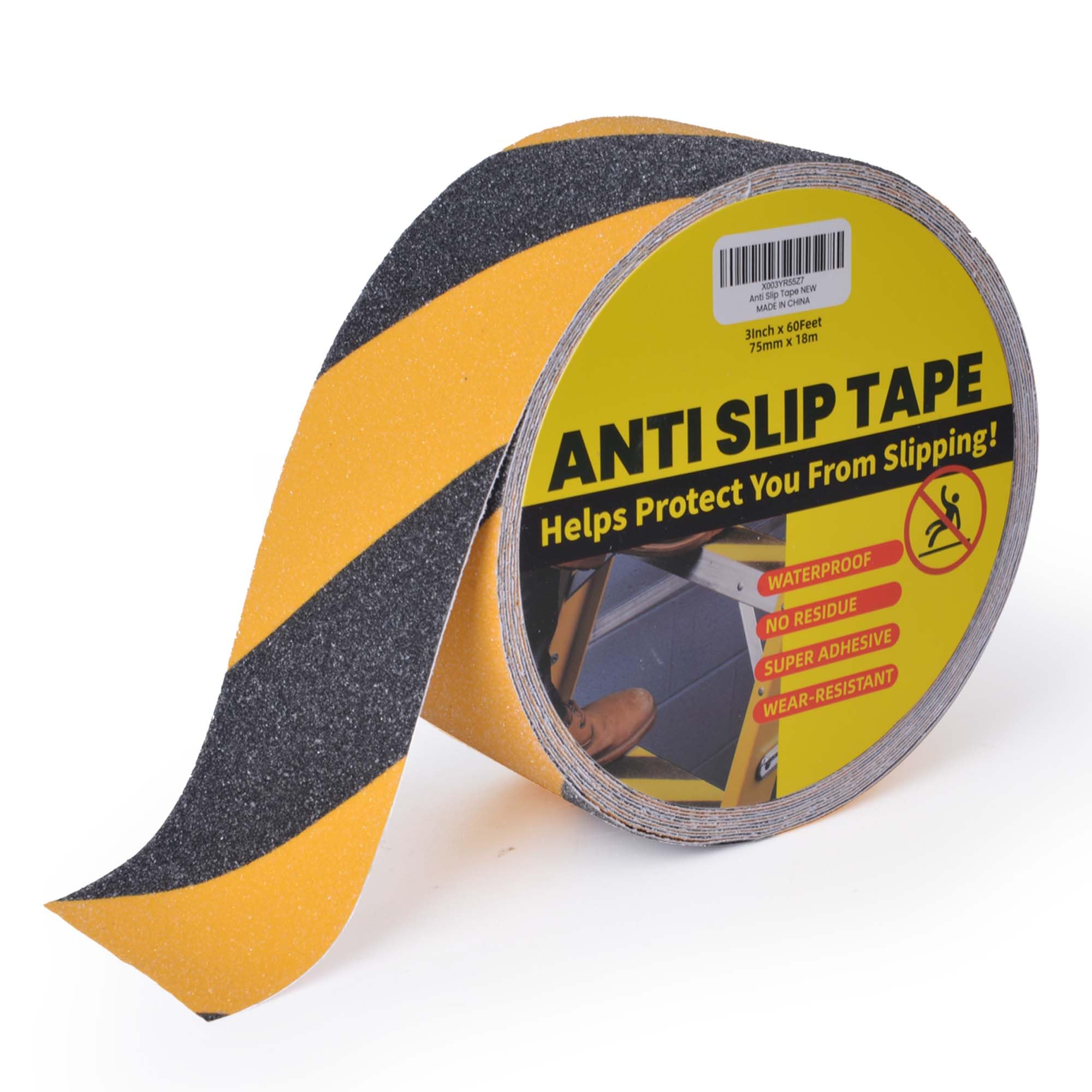 TAPEBEAR Anti Slip Tape Black And Yellow, Hazard Safety Tape, Non Slip Caution Tape Roll