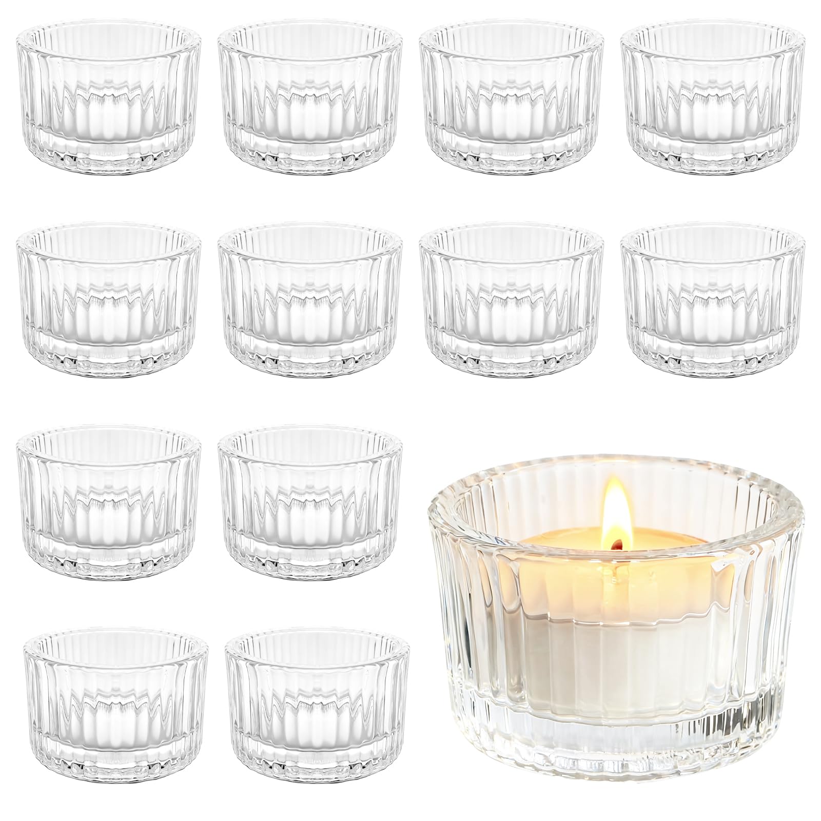 Bougeoirs Verre Transparent 5x3,5cm – Photophores Vintage pour Déco Mariage Noël