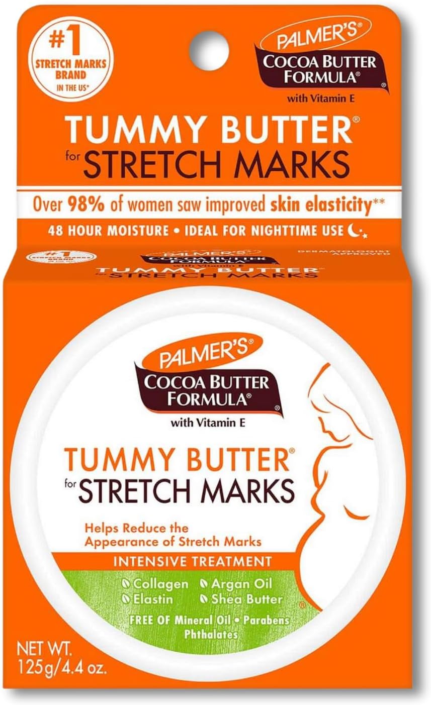 Cocoa Tummy Butter Formula for Stretch Marks-Vitamin E-48 Hrs Moisture-Reduce Appearance of Mark-Improve Skin Elasticity-Ideal Nighttime-No Paraben,Sulphate,Dyes,Mineral Oil-125g