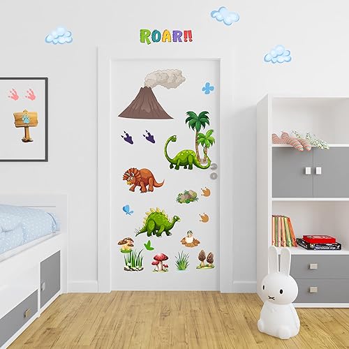 Miniatura 4 de Calcomanías de pared de dinosaurio que brillan en la oscuridad, huellas extraíbles, calcomanías de dinosaurio para techo, decoración de pared de