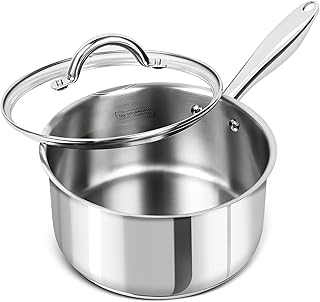 MICHELANGELO 3 Quart Saucepan with Lid, 18/10 Stainless Steel Sauce Pan ...