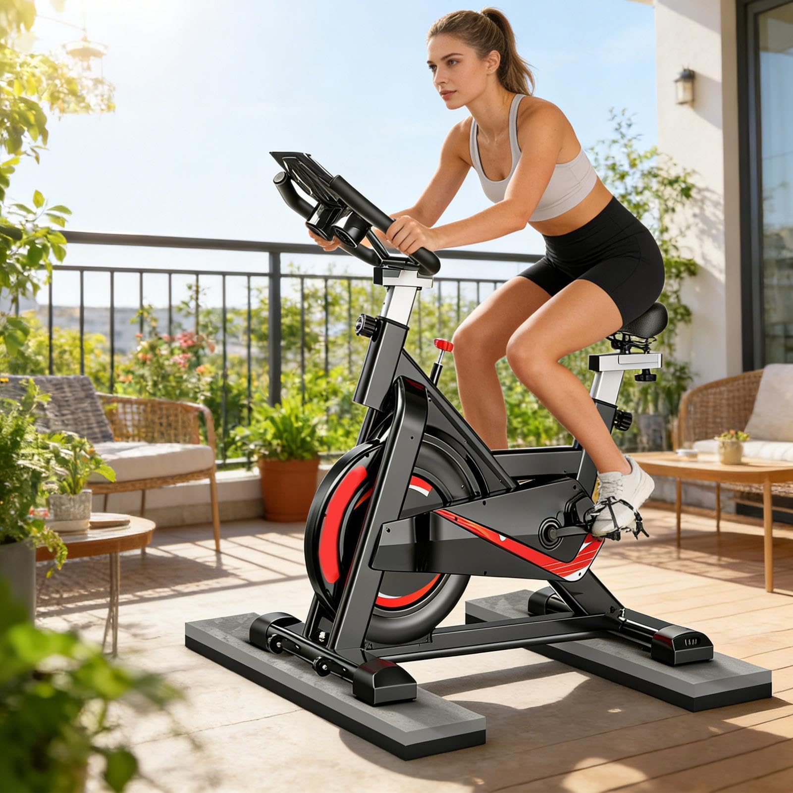 Mata do roweru stacjonarnego 2-częściowa duża antypoślizgowa | Pikowana mata do ćwiczeń do ćwiczeń w domu jazda na rowerze w pomieszczeniach orbitrek eliptyczny bieżnia