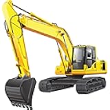 StikArt Yellow Excavator Construction Truck Wall Decal, 10-inches W by 10.5-inches H