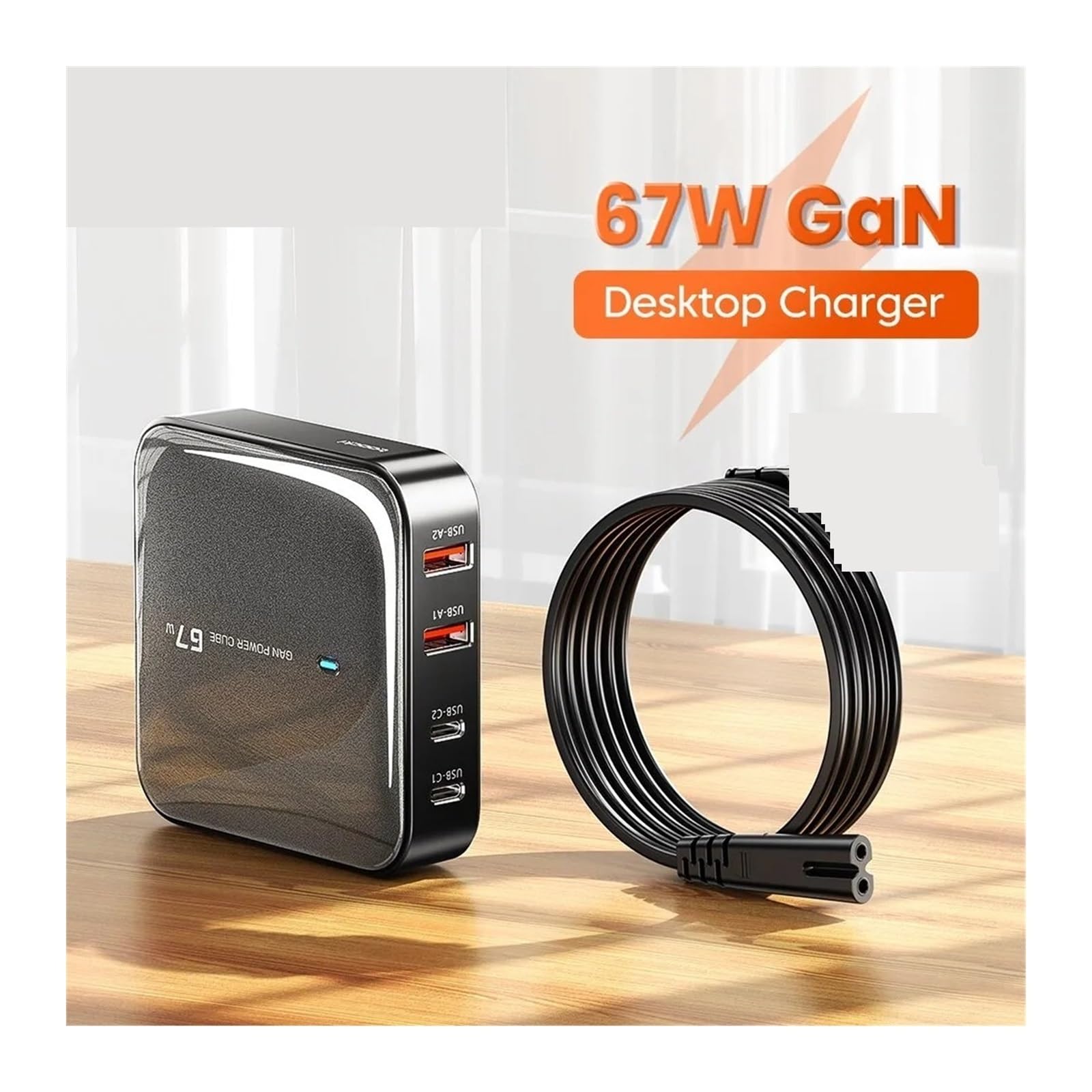 Ładowarka Multi Ports, Ładowarka Stacja ładująca Wieloportowa ładowarka USB 67 W typu C PD QC Szybkie ładowanie do domu, biura i podróży