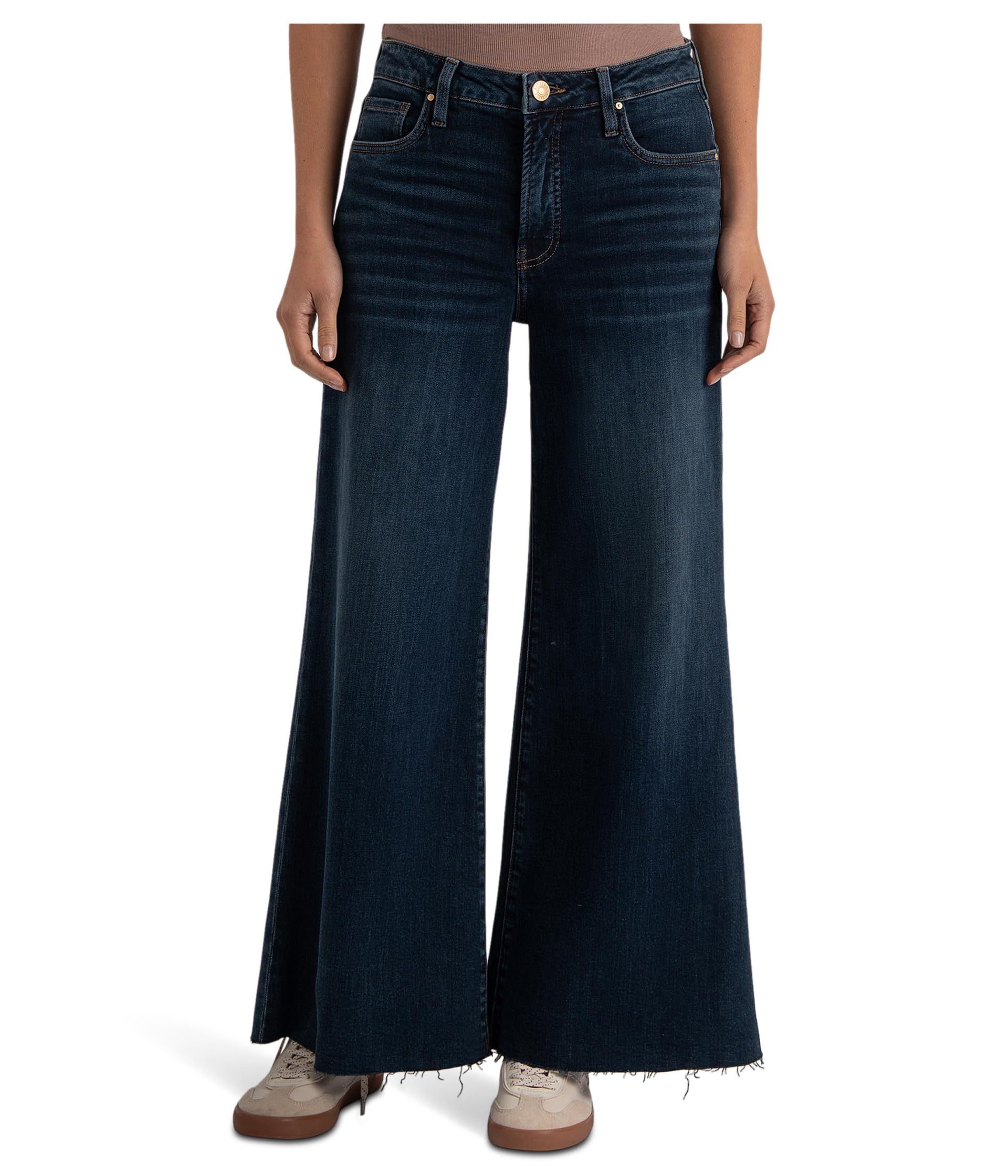 KUT from the Kloth Ryan High Rise Fab Ab Super Wide Leg Raw Hem