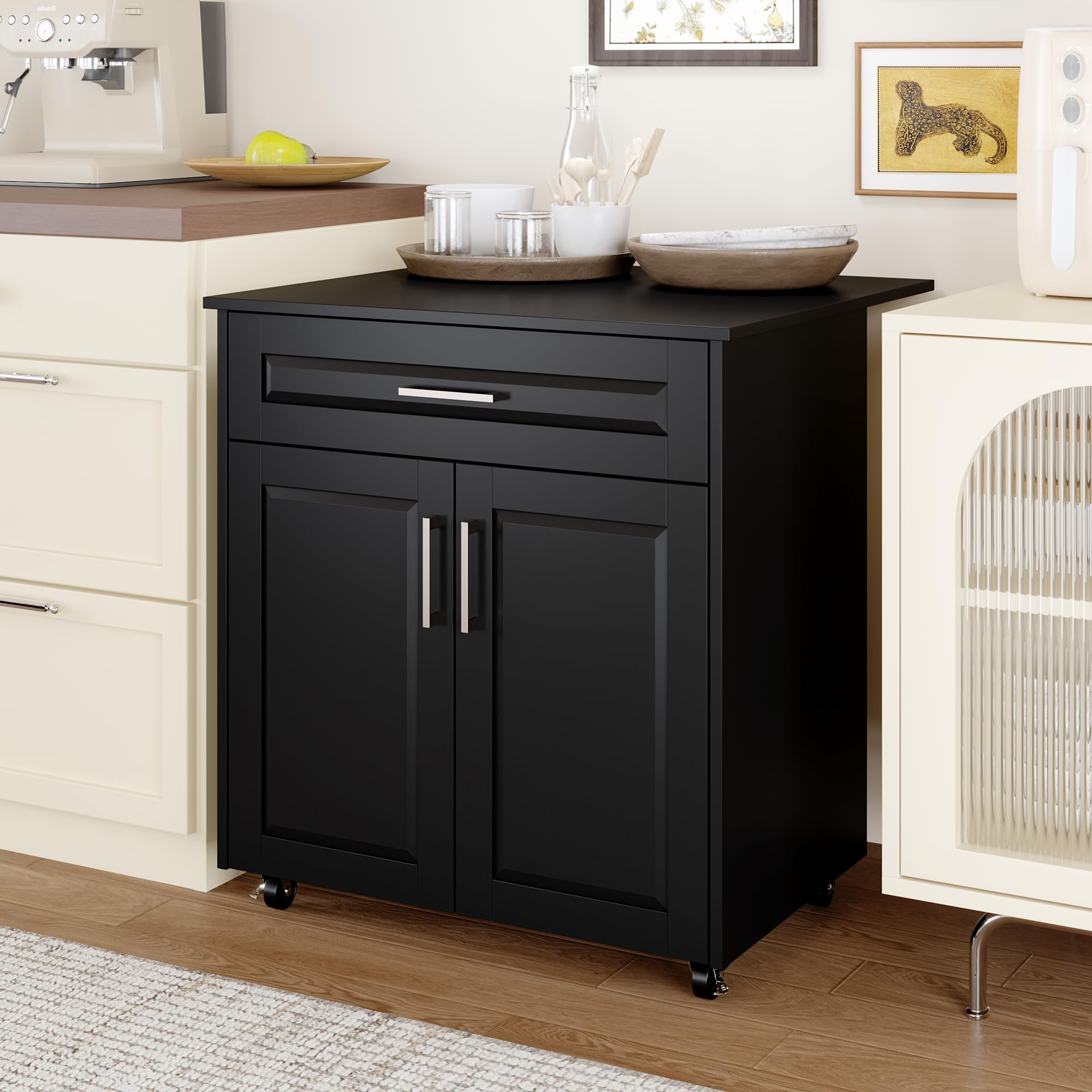 Amazon.co.jp: Timechee キッチンワゴン 大容量 キャスター付き 幅72.5