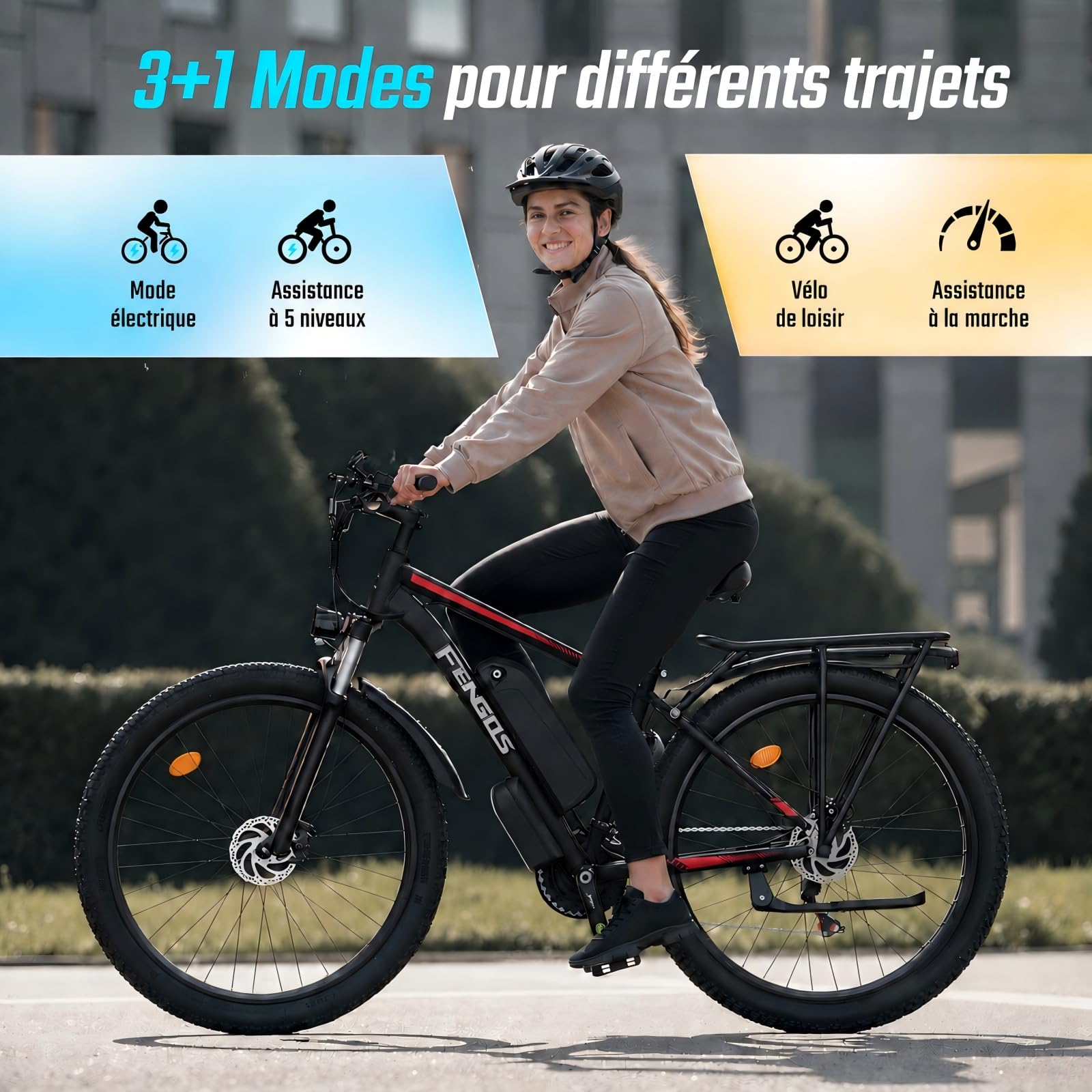 Vélo Électrique 27,5", VTT Électrique Adulte, Moteur 250W, Batterie Amovible 840 Wh, Autonomie Jusqu’à 120 km, 21 Vitesses, Écran LCD, Charge Max 150 kg, Modèle Mixte E-Bike