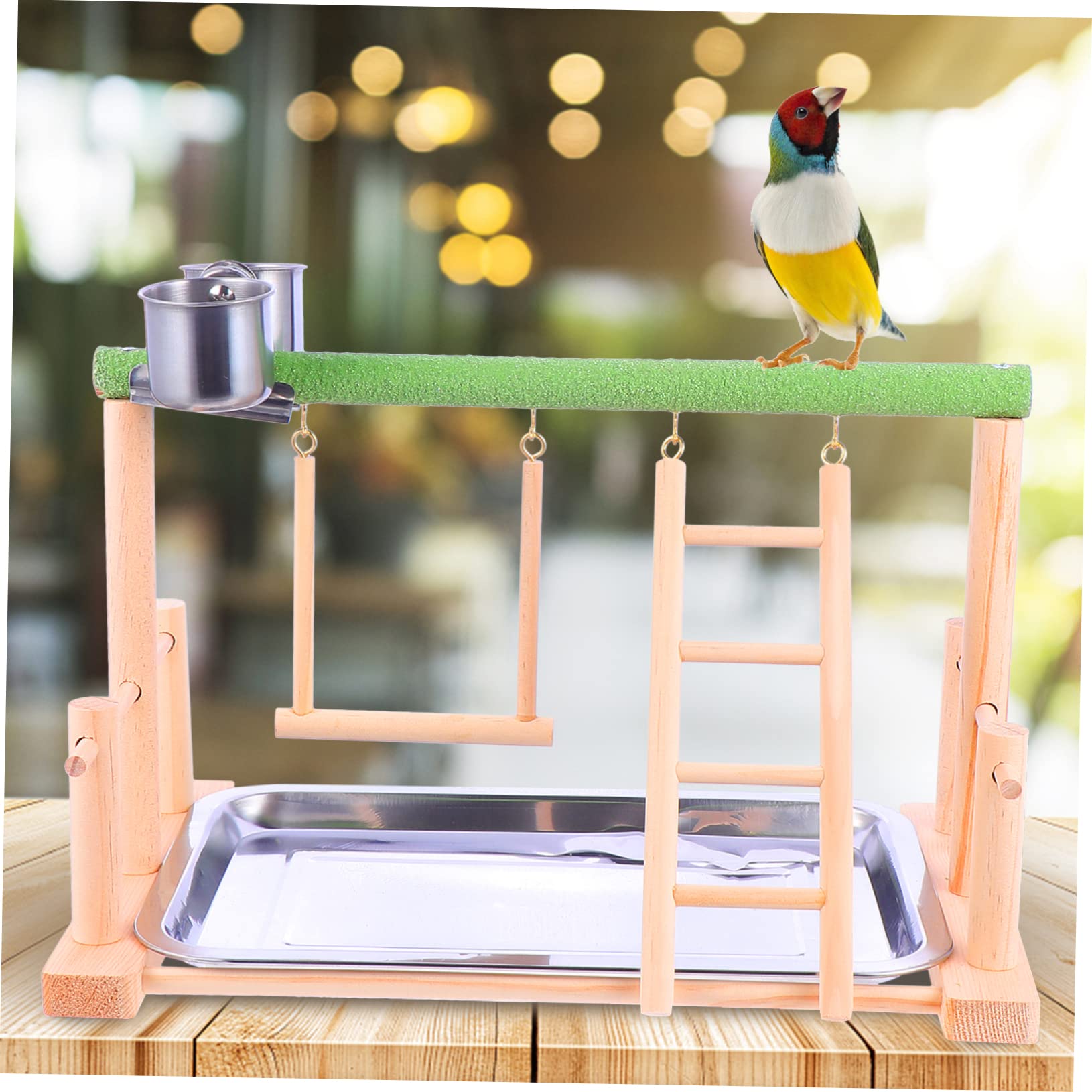 TOYANDONA Altalena Per Pappagalli in Legno Giocattolo Sospeso Per Uccelli Domestici Altalena Supporto Per Pappagalli Giocattolo Per Esercizi e Giochi