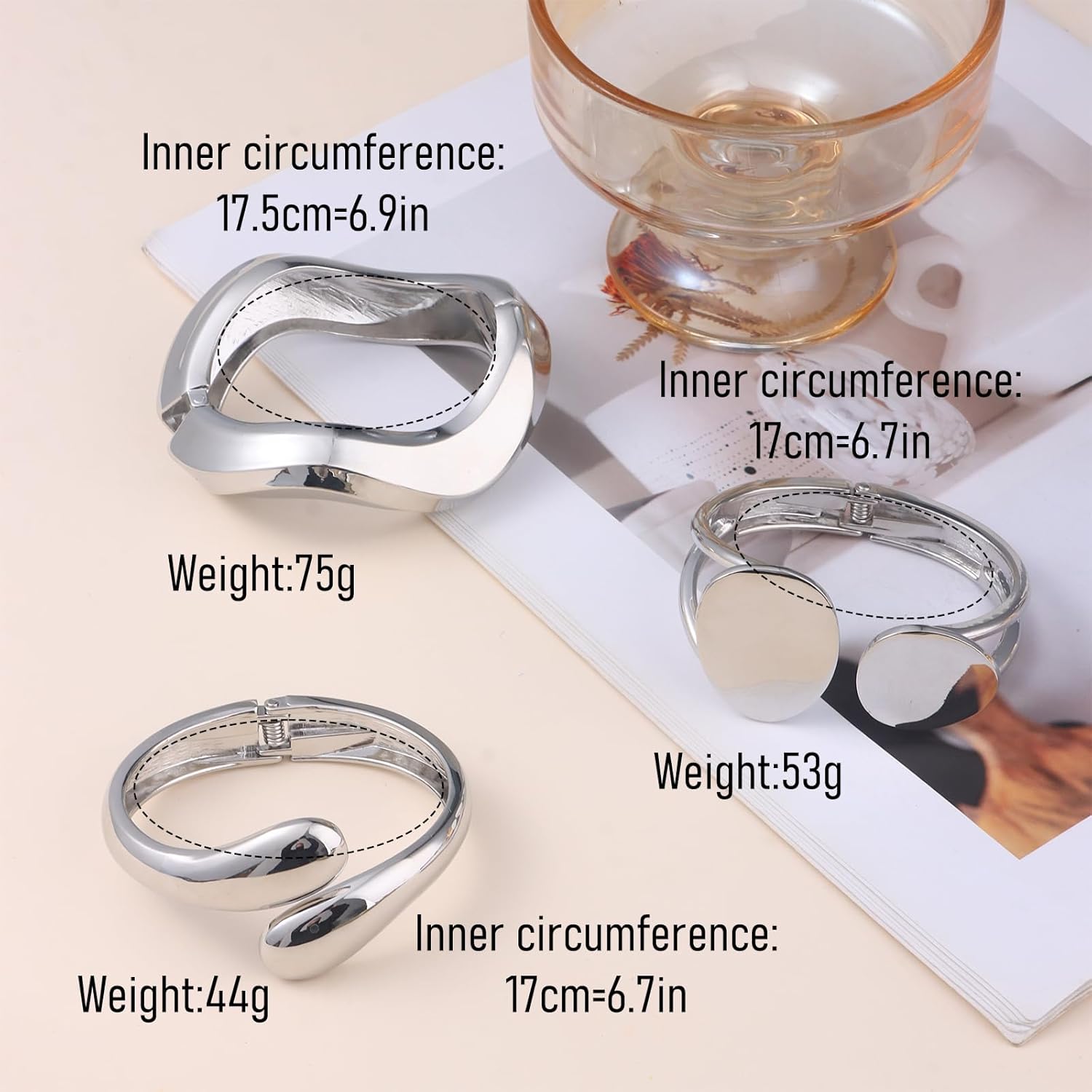 CASDAN Chunky Gold Bangle Bracelets for Women Dainty 14k Gold Plated Twist Hinged Cuff Stackable Bangles Set Trendy Statement Bracelet Stack Fashion Jewelry Gifts - Image 3