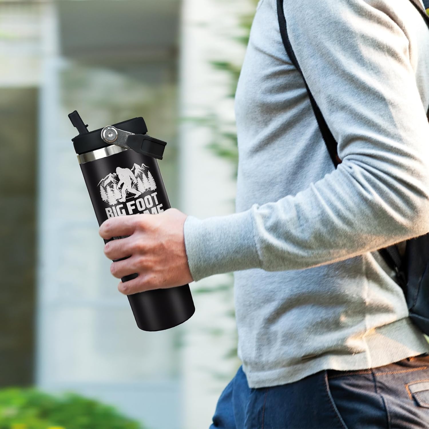 Bigfoot Gifts for Men Women, Funny Big Foot Lover Gift Ideas Sasquatch Tumbler Insulated Water Bottle Stainless Steel Travel Cup with Handle and Straw, 30 oz Leak Proof Coffee Mug Keep Drink Cold - Image 6