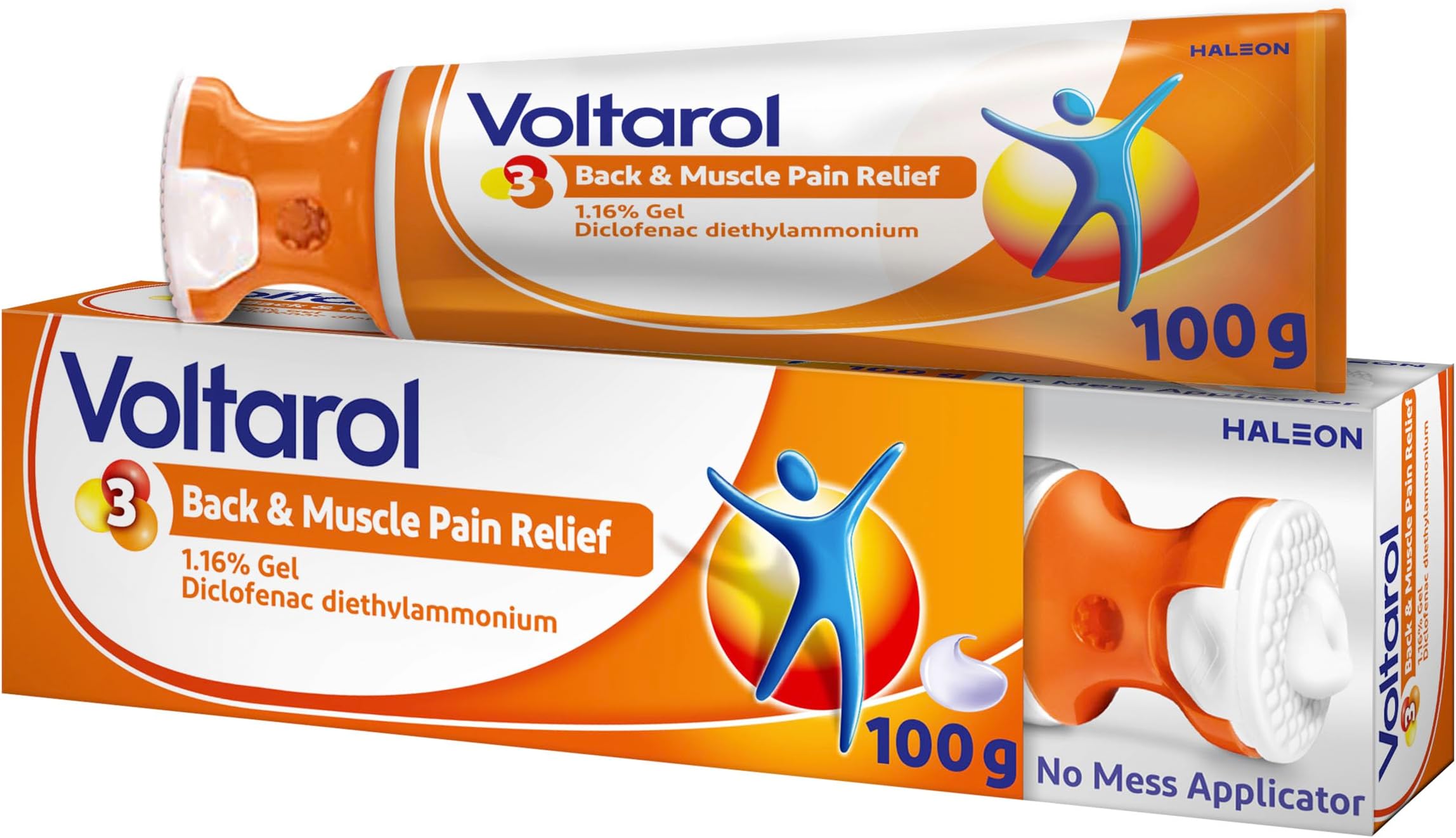 Back & Muscle Pain Relief 1.16% Gel with No Mess Applicator, for Joint Pain Relief, suitable for Knee Pain & Neck Pain, 100g