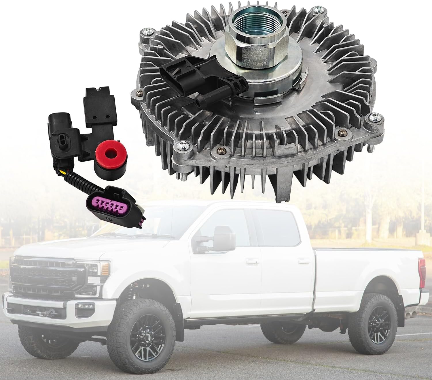 YB3288 LC3Z8A616D Engine Cooling Fan Clutch with Bolts Fits for 2020-2022 Ford F-250 F-350 F-600 Super Duty 6.7L V8# Single Rear Wheels