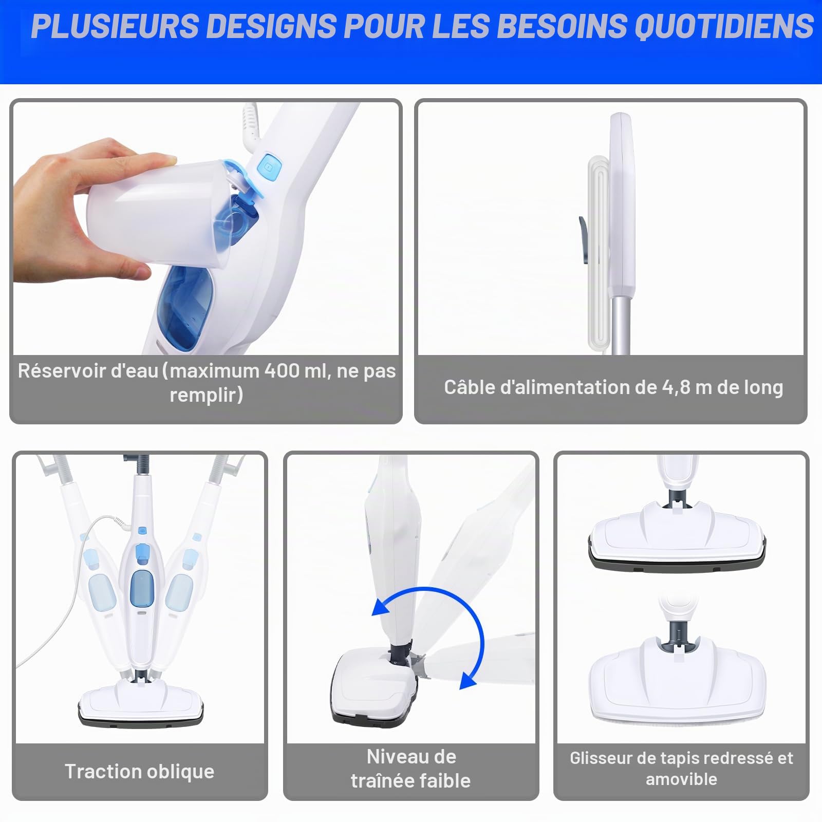 Shark Balai vapeur pour sols durs, balai à vapeur électrique, balai à poussière humide et sec, avec 2 serpillères lavables, nettoyant pour sols stratifiés