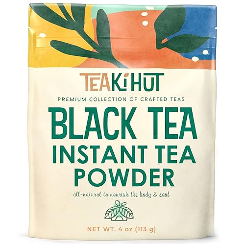 TEAki Hut Té negro instantáneo en polvo  Hojas de té negro en polvo sin colesterol  Mezcla de té instantánea sin azúcar para bebidas calientes y