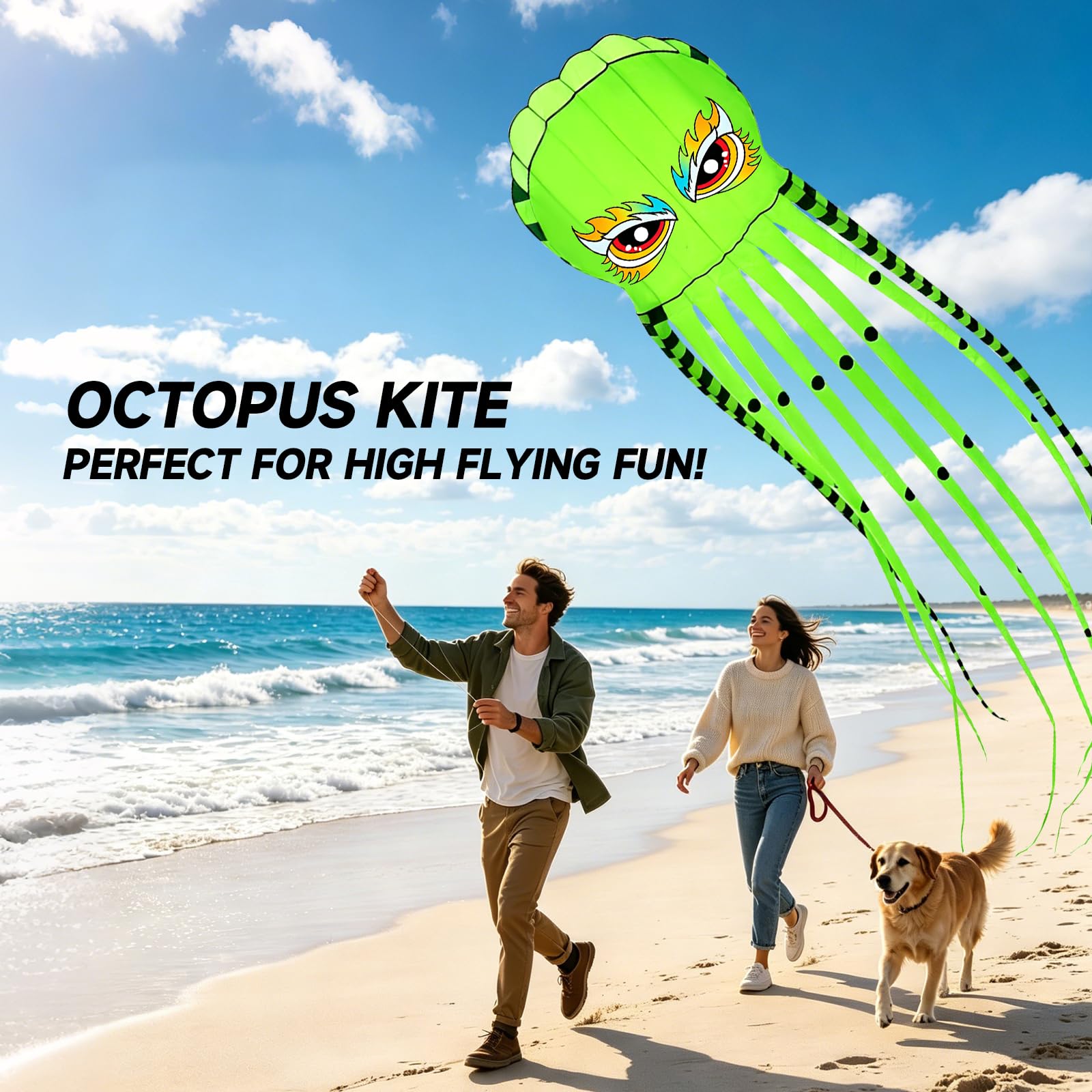 Drachen für Erwachsene, riesiger Oktopus-Drachen 7,9 m für Outdoor-Spaß, großer 3D-Drachen mit Rolle für Strand, Park und Familienfeiern – langlebiges Design, leicht zu fliegen