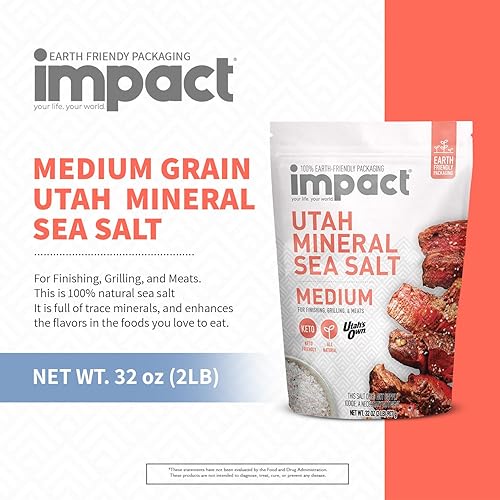 Miniatura 3 de Impact - Sal marina mineral de Utah (grano medio) sin refinar sin OMG sin gluten con oligominerales – Mejora el sabor y la salud con sal gourmet